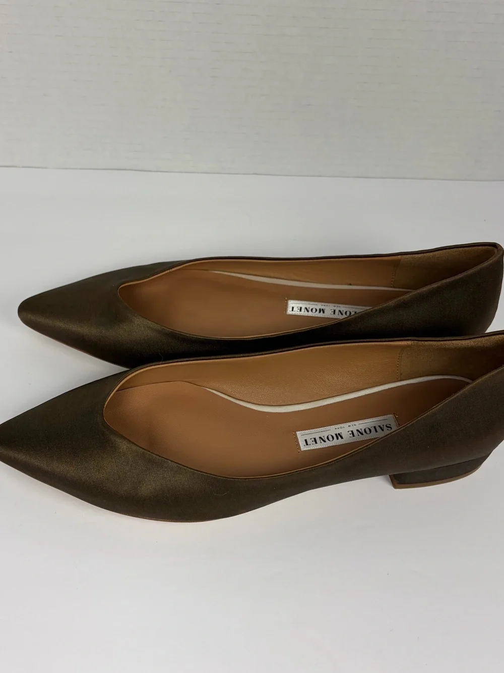 Salone Monet Bronze Satin Pointed Toe Flats Size 9.5